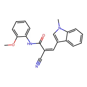 (E)-2-cyano-N-(2-methoxyphenyl)-3-(1-methyl-1H-indol-3-yl)acrylamide structure
