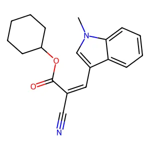 (E)-cyclohexyl 2-cyano-3-(1-methyl-1H-indol-3-yl)acrylate structure
