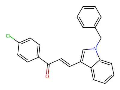 (2E)-1-(4-chlorophenyl)-3-[1-benzylindol-3-yl]prop-2-en-1-one structure