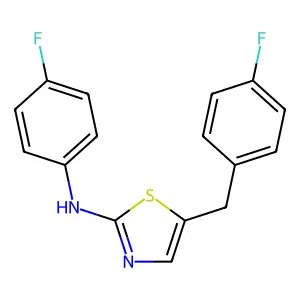 N-(4-fluorophenyl)-5-[(4-fluorophenyl)methyl]-1,3-thiazol-2-amine structure