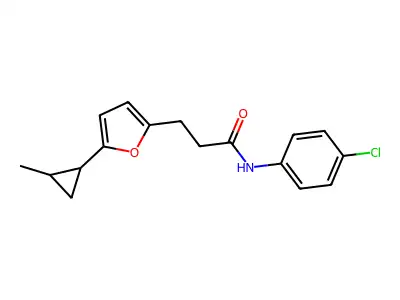N-(4-chlorophenyl)-3-[5-(2-methylcyclopropyl)furan-2-yl]propanamide structure