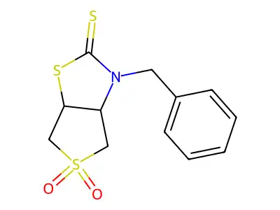 3-benzyltetrahydrothieno[3,4-d]thiazole-2(3H)-thione 5,5-dioxide structure
