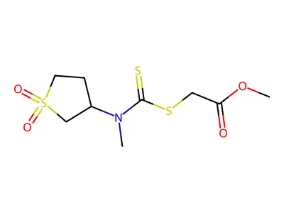 Methyl 2-{[(1,1-dioxothiolan-3-yl)methylamino]thioxomethylthio}acetate structure