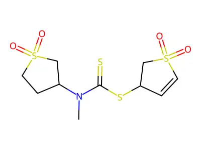 1,1-dioxido-2,3-dihydrothiophen-3-yl (1,1-dioxidotetrahydrothiophen-3-yl)methylcarbamodithioate structure