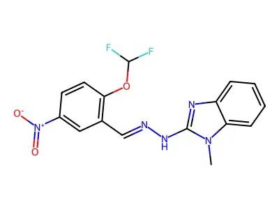 2-(Difluoromethoxy)-5-nitrobenzaldehyde 2-(1-methyl-1H-benzimidazol-2-yl)hydrazone structure