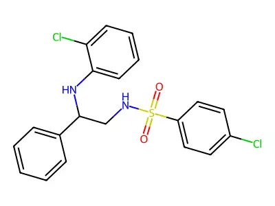 4-chloro-N-[2-(2-chloroanilino)-2-phenylethyl]benzenesulfonamide structure