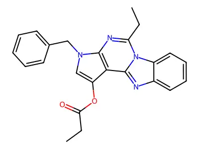 3-benzyl-5-ethyl-3H-pyrrolo[2',3':4,5]pyrimido[1,6-a]benzimidazol-1-yl propanoate structure