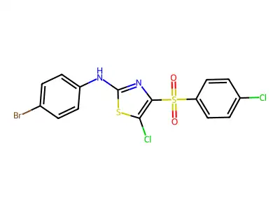 N-(4-bromophenyl)-5-chloro-4-(4-chlorobenzenesulfonyl)-1,3-thiazol-2-amine structure
