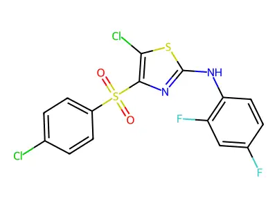 5-chloro-4-(4-chlorobenzenesulfonyl)-N-(2,4-difluorophenyl)-1,3-thiazol-2-amine structure