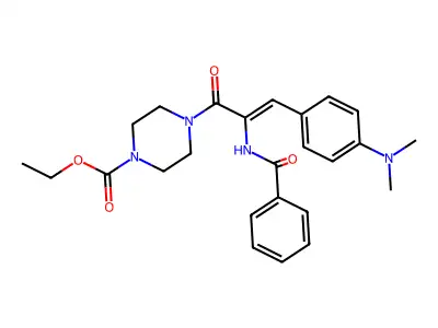 (Z)-ethyl 4-(2-benzamido-3-(4-(dimethylamino)phenyl)acryloyl)piperazine-1-carboxylate structure