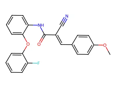 (E)-2-cyano-N-[2-(2-fluorophenoxy)phenyl]-3-(4-methoxyphenyl)prop-2-enamide structure
