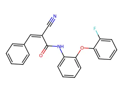 (Z)-2-cyano-N-[2-(2-fluorophenoxy)phenyl]-3-phenylprop-2-enamide structure