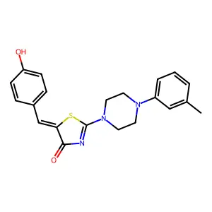 (E)-5-(4-hydroxybenzylidene)-2-(4-(m-tolyl)piperazin-1-yl)thiazol-4(5H)-one structure