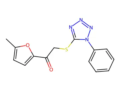 1-(5-Methylfuran-2-yl)-2-(1-phenyltetrazol-5-yl)sulfanylethanone structure