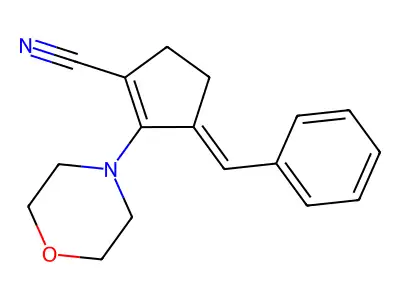 2-(Morpholin-4-yl)-3-(phenylmethylidene)cyclopent-1-ene-1-carbonitrile structure