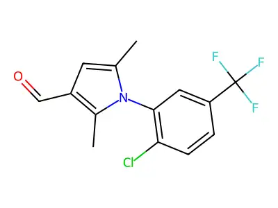 1-(2-Chloro-5-trifluoromethyl-phenyl)-2,5-dimethyl-1H-pyrrole-3-carbaldehyde structure