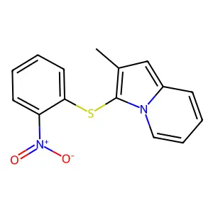 2-Methyl-3-(2-nitrophenyl)sulfanylindolizine structure