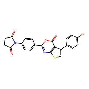 1-[4-[5-(4-bromophenyl)-4-oxothieno[2,3-d][1,3]oxazin-2-yl]phenyl]pyrrolidine-2,5-dione structure