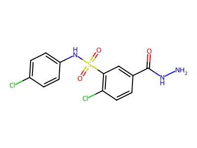 2-chloro-N-(4-chlorophenyl)-5-(hydrazinecarbonyl)benzene-1-sulfonamide structure