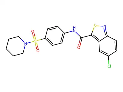 5-Chloro-N-[4-(1-piperidinylsulfonyl)phenyl]-2,1-benzisothiazole-3-carboxamide structure