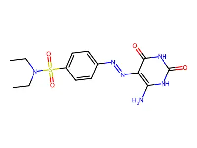 (E)-N,N-diethyl-4-(2-(2-hydroxy-4-imino-6-oxo-1,6-dihydropyrimidin-5(4H)-ylidene)hydrazinyl)benzenesulfonamide structure