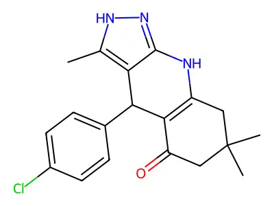 4-(4-chlorophenyl)-3,7,7-trimethyl-2,4,6,7,8,9-hexahydro-5H-pyrazolo[3,4-b]quinolin-5-one structure