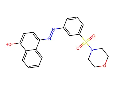 (E)-4-(2-(3-(morpholinosulfonyl)phenyl)hydrazono)naphthalen-1(4H)-one structure