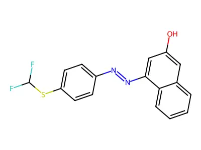 (E)-4-((4-((difluoromethyl)thio)phenyl)diazenyl)naphthalen-2-ol structure