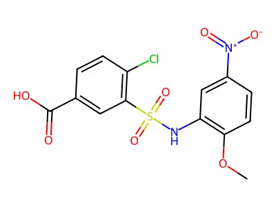 4-Chloro-3-((2-methoxy-5-nitrophenyl)sulfamoyl)benzoic acid structure