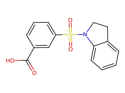 3-(2,3-dihydro-1H-indole-1-sulfonyl)benzoic acid structure