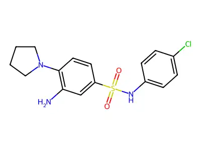 3-amino-N-(4-chlorophenyl)-4-(pyrrolidin-1-yl)benzene-1-sulfonamide structure