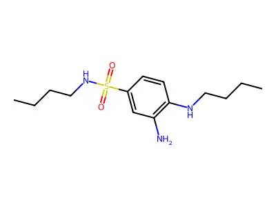 3-amino-N-butyl-4-(butylamino)benzene-1-sulfonamide structure