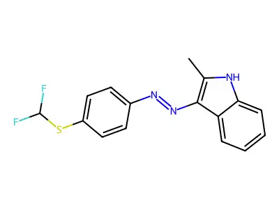3-(2-{4-[(difluoromethyl)sulfanyl]phenyl}hydrazin-1-ylidene)-2-methyl-3H-indole structure