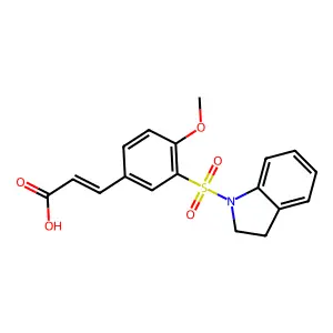 (E)-3-[3-(2,3-dihydroindol-1-ylsulfonyl)-4-methoxyphenyl]prop-2-enoic acid structure