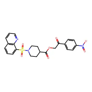 2-(4-Nitrophenyl)-2-oxoethyl 1-(quinolin-8-ylsulfonyl)piperidine-4-carboxylate structure