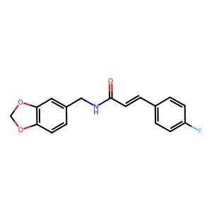 (2E)-N-(1,3-benzodioxol-5-ylmethyl)-3-(4-fluorophenyl)prop-2-enamide structure