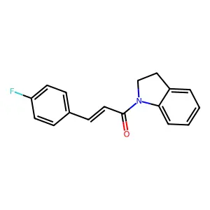 (2E)-3-(4-fluorophenyl)-1-indolinylprop-2-en-1-one structure