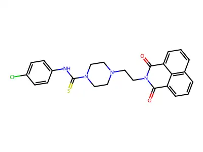 N-(4-chlorophenyl)-4-[2-(1,3-dioxobenzo[de]isoquinolin-2-yl)ethyl]piperazine-1-carbothioamide structure