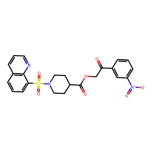 2-(3-Nitrophenyl)-2-oxoethyl 1-(quinolin-8-ylsulfonyl)piperidine-4-carboxylate structure