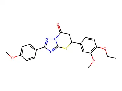 5-(4-ethoxy-3-methoxyphenyl)-2-(4-methoxyphenyl)-5,6-dihydro-7H-[1,2,4]triazolo[5,1-b][1,3]thiazin-7-one structure
