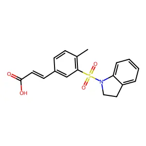 (2E)-3-[3-(2,3-dihydro-1H-indol-1-ylsulfonyl)-4-methylphenyl]prop-2-enoic acid structure