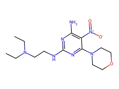 N2-(2-(diethylamino)ethyl)-6-morpholino-5-nitropyrimidine-2,4-diamine structure