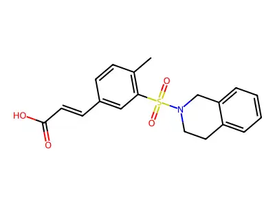 (E)-3-(3-((3,4-dihydroisoquinolin-2(1H)-yl)sulfonyl)-4-methylphenyl)acrylic acid structure