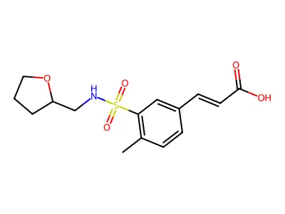 (2E)-3-{4-methyl-3-[(tetrahydrofuran-2-ylmethyl)sulfamoyl]phenyl}prop-2-enoic acid structure