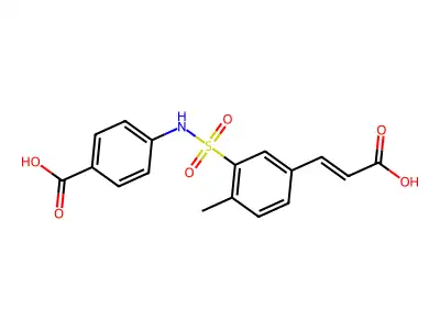 4-[({5-[(E)-2-carboxyethenyl]-2-methylphenyl}sulfonyl)amino]benzoic acid structure