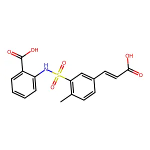 (E)-2-(5-(2-carboxyvinyl)-2-methylphenylsulfonamido)benzoic acid structure