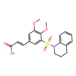 (E)-3-(3-((3,4-dihydroquinolin-1(2H)-yl)sulfonyl)-4,5-dimethoxyphenyl)acrylic acid structure