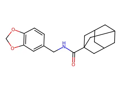 Adamantane-1-carboxylic acid (benzo[1,3]dioxol-5-ylmethyl)-amide structure