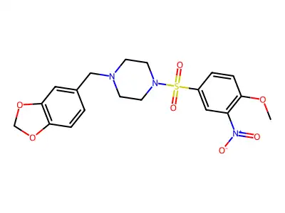 1-(1,3-Benzodioxol-5-ylmethyl)-4-(4-methoxy-3-nitrophenyl)sulfonylpiperazine structure