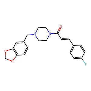 1-(1,3-benzodioxol-5-ylmethyl)-4-[(2E)-3-(4-fluorophenyl)prop-2-enoyl]piperazine structure